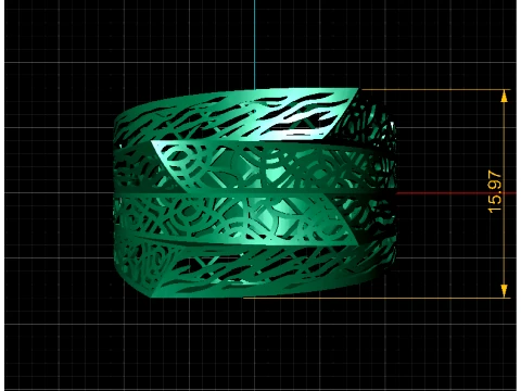 Abstract Filigree Gold Ring 3D Print Model