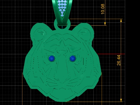 Tiger Head Gold Pendant 3D Print Model