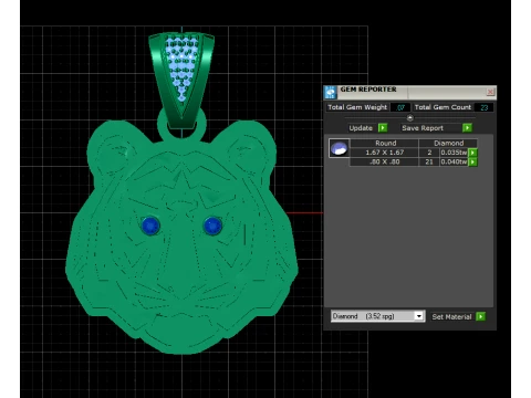 Tiger Head Gold Pendant 3D Print Model