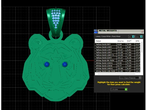 Tiger Head Gold Pendant 3D Print Model