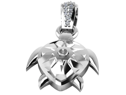 Celestial Turtle Diamond Gold Pendant 3D Print Model