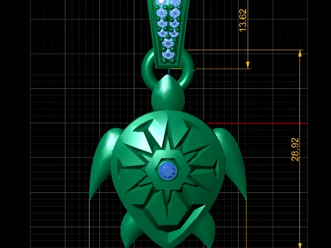 Celestial Turtle Diamond Gold Pendant 3D Print Model