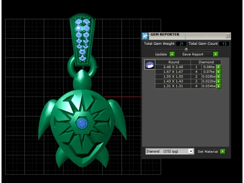 Celestial Turtle Diamond Gold Pendant 3D Print Model