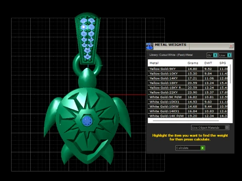 Celestial Turtle Diamond Gold Pendant 3D Print Model