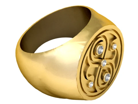 Infinity Diamond Gold Signet Ring 3D Print Model