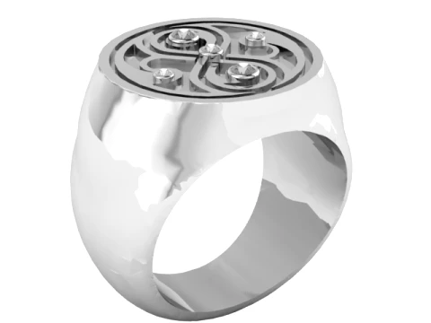 Infinity Diamond Gold Signet Ring 3D Print Model