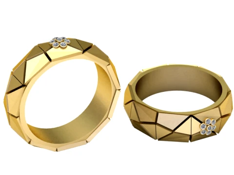 Ruby Ring Gold Ring Geometric Ring Gemstone Jewelry Diamond Accent Statement Ring Luxury Ring 3D Print Model