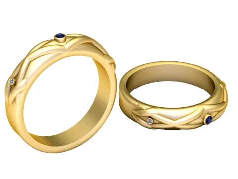 Sapphire Vine Gold Band Ring 3D Print Model