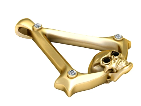 Skull Triangle Diamond Gold Pendant 3D Print Model
