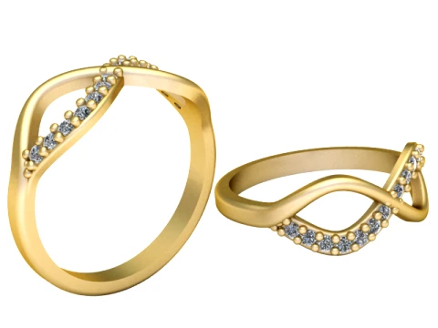 Infinity Diamond Gold Ring 3D Print Model