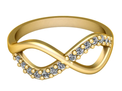 Infinity Diamond Gold Ring 3D Print Model