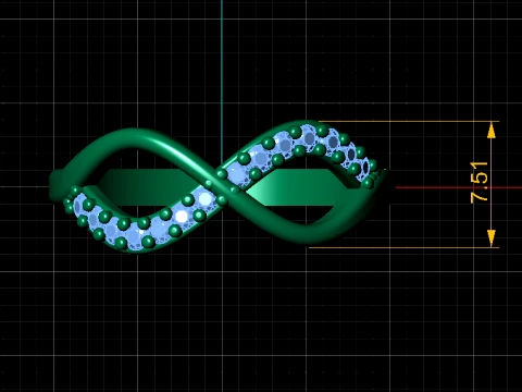 Infinity Diamond Gold Ring 3D Print Model