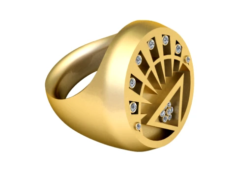 Geometric Diamond Gold Signet Ring 3D Print Model
