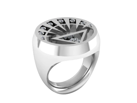 Geometric Diamond Gold Signet Ring 3D Print Model
