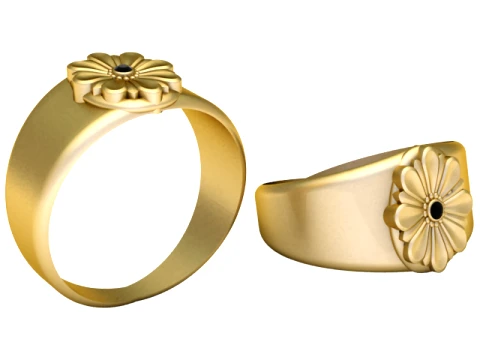 Anillo de oro floral de &oacute;nix negro Modelo de impresión 3D