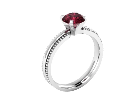 Ruby Beaded Gold Solitaire Ring 3D Print Model