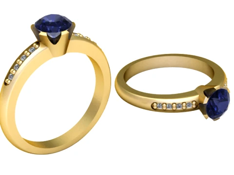 Blue Sapphire Diamond Gold Ring 3D Print Model