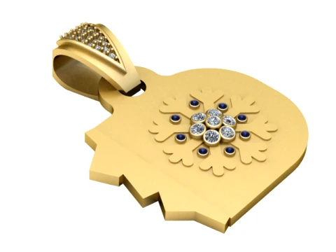 Floral Diamond Gold Pendant 3D Print Model