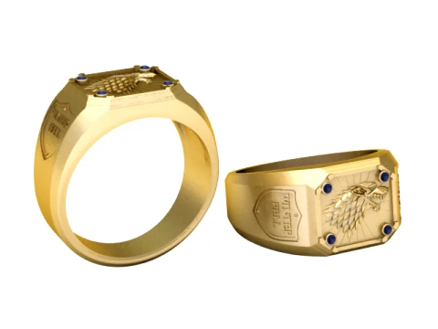 Direwolf Gold Signet Ring 3D Print Model