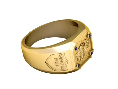 Direwolf Gold Signet Ring 3D Print Model