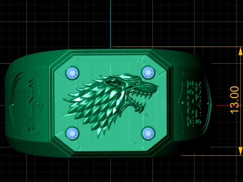 Direwolf Gold Signet Ring 3D Print Model