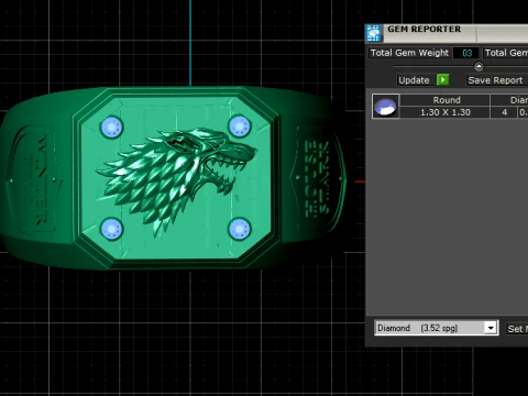 Direwolf Gold Signet Ring 3D Print Model