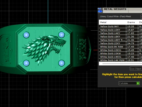 Direwolf Gold Signet Ring 3D Print Model