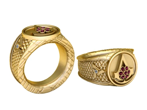 Bague de gemme en or assassin Modèles 3D en vedette