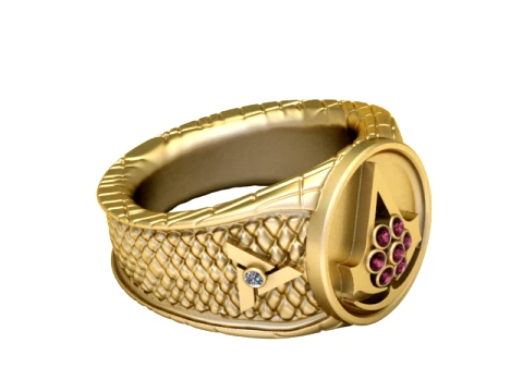 Assassin Gold Gem Ring 3D Print Model
