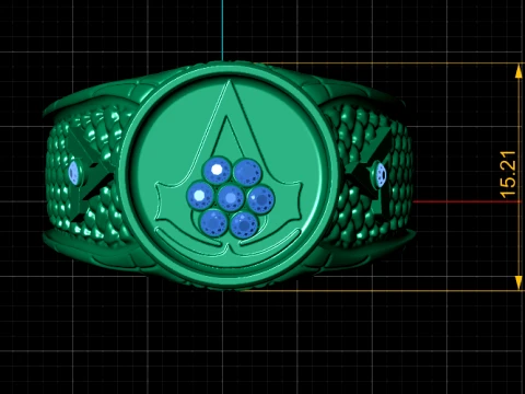 Assassin Gold Gem Ring 3D Print Model