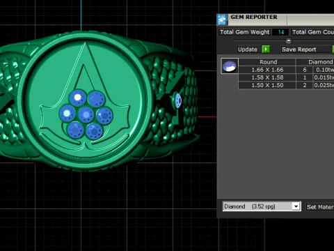 Assassin Gold Gem Ring 3D Print Model