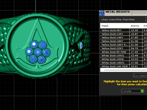 Assassin Gold Gem Ring 3D Print Model