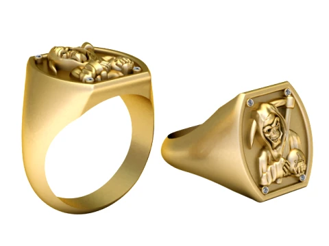 Grim Reaper Gold Ring 3D Print Model