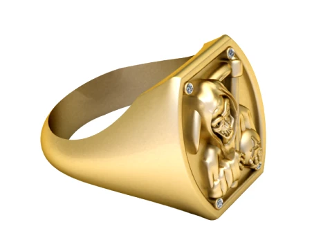 Grim Reaper Gold Ring 3D Print Model
