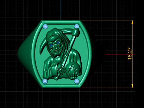 Grim Reaper Gold Ring 3D Print Model