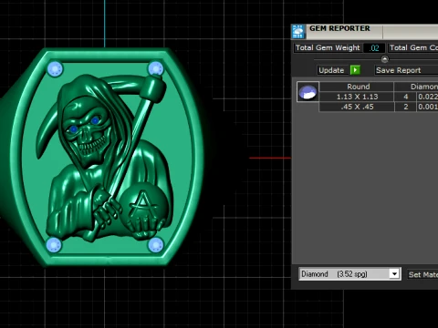 Grim Reaper Gold Ring 3D Print Model