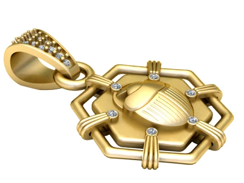 Pendentif Scarab&eacute;e Pierre Dor&eacute;e Modèles 3D en vedette