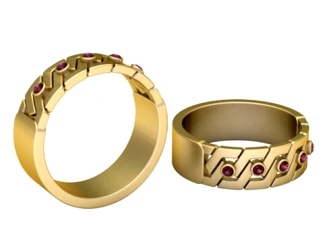 Ruby Link Gold Ring 3D Print Model