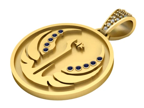 Pendentif pierre pr&eacute;cieuse en or paon Modèles 3D en vedette