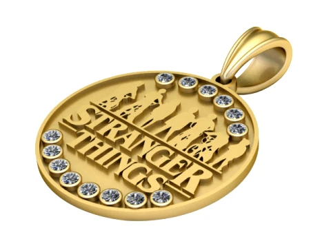 Pendentif en or Stranger Things Modèles 3D en vedette
