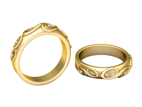 Bague en pierre dor&eacute;e tourbillonnante Modèles 3D en vedette