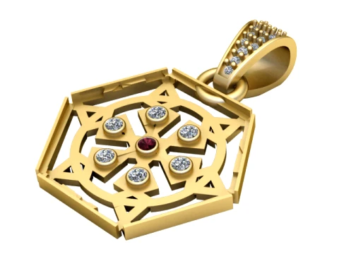 Pendentif g&eacute;om&eacute;trique en or Modèles 3D en vedette