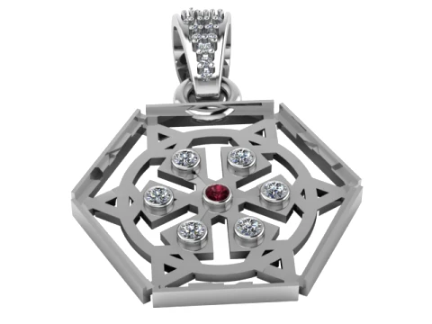 Geometric Gold Gem Pendant 3D Print Model