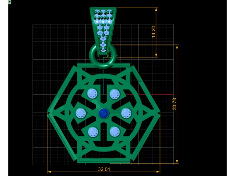 Geometric Gold Gem Pendant 3D Print Model