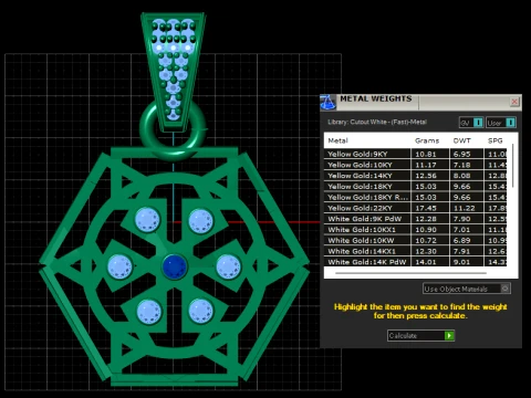Geometric Gold Gem Pendant 3D Print Model