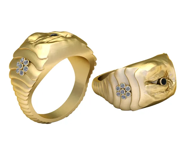Sculpted Gold Stone Ring 3D Print Model .c4d .max .obj .3ds .fbx .stl .blend 