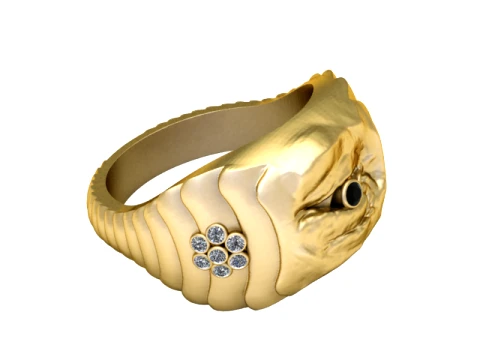 Sculpted Gold Stone Ring 3D Print Model