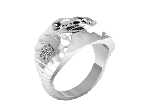 Sculpted Gold Stone Ring 3D Print Model