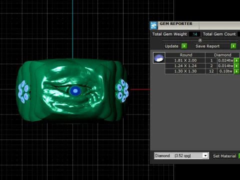 Sculpted Gold Stone Ring 3D Print Model