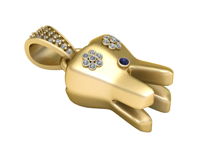 Elephant Gold Gem Pendant 3D Print Model .c4d .max .obj .3ds .fbx .stl .blend 